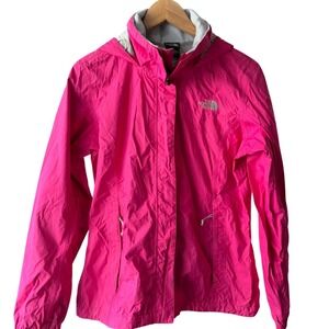 The North Face Womens Hot Pink Hooded Rain Jacket Mesh Lined Windbreaker Size M